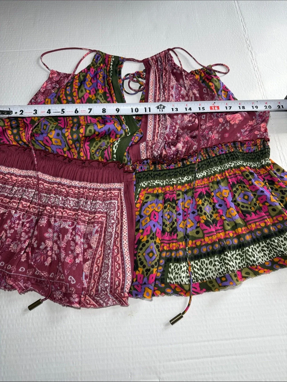 Free People Multicolor Patchwork Spaghetti Strap  - Burgundy Mix Size M